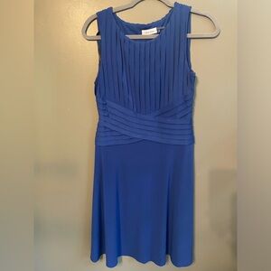Calvin Klein royal blue knee length a-line dress with fun details on top size 10